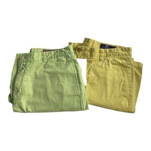 Lot of 2 Vineyard Vines Club Shorts Size 36 100% Cotton 9" Inseam Green Yellow